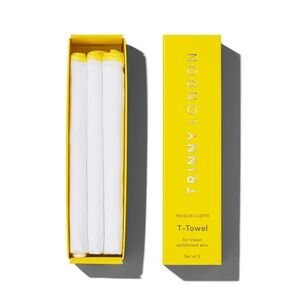 Trinny London T-Towel Muslin Cloth Set in White with Yellow Box